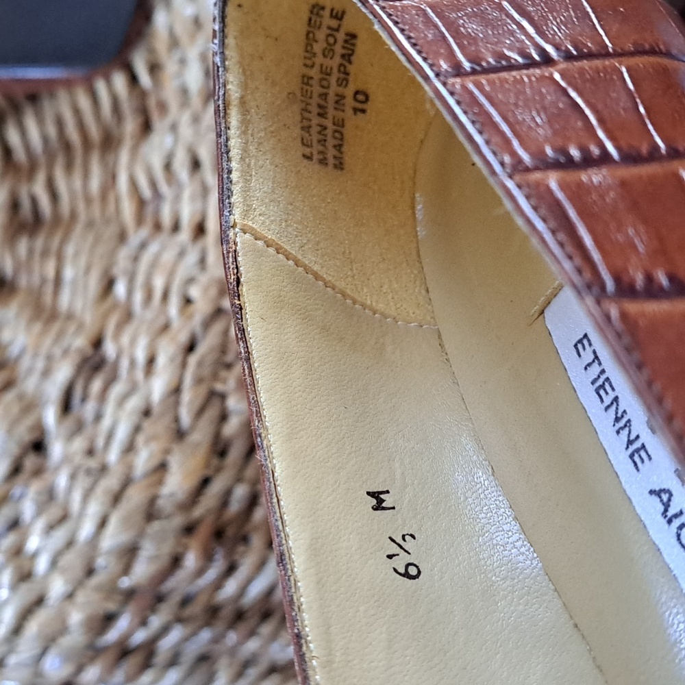 Etienne Aigner Brown Croc-Embossed Heels - Picture 8 of 8
